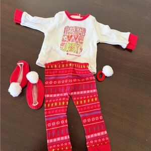 American Girl Festive Red and White Pajama Set